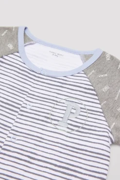 Pelele bebé manga larga rayas gris