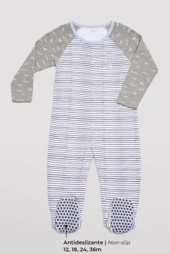 Pelele bebé manga larga rayas gris