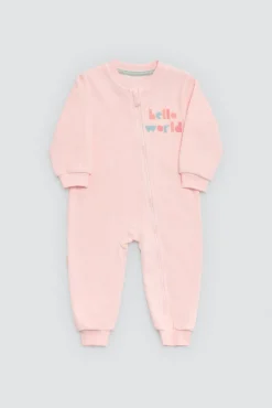 Pelele bebé manga larga rosa Hello world