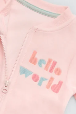 Pelele bebé manga larga rosa Hello world