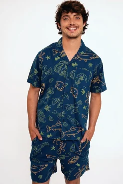 Pijama hombre corto algodón abotonado | MUYDEMI