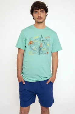 Pijama hombre corto algodón camiseta gráfica | MUYDEMI