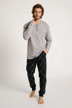 Pijama hombre cuello abotonado estampado rombos | MUYDEMI