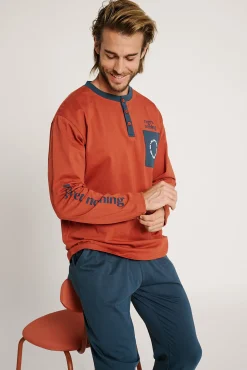 Pijama hombre largo algodón Regret Nothing | MUYDEMI