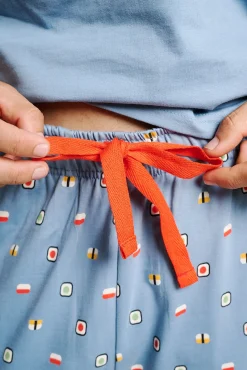 Pijama hombre largo algodón estampado sushi | MUYDEMI