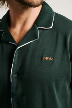 Pijama hombre largo camisero algodón verde | MUYDEMI