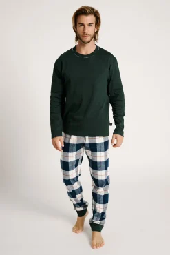 Pijama hombre largo cálido pantalón cuadros | MUYDEMI