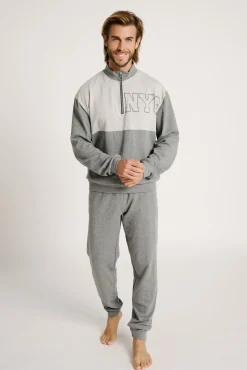 Pijama hombre largo cremallera NYC | MUYDEMI