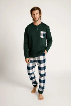 Pijama hombre largo estampado cuadros | MUYDEMI