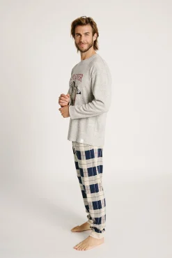 Pijama hombre largo pantalón cuadros Explorer | MUYDEMI
