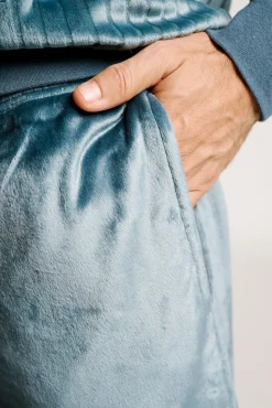 Pijama hombre terciopelo canalé azul | MUYDEMI