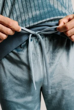 Pijama hombre terciopelo canalé azul | MUYDEMI