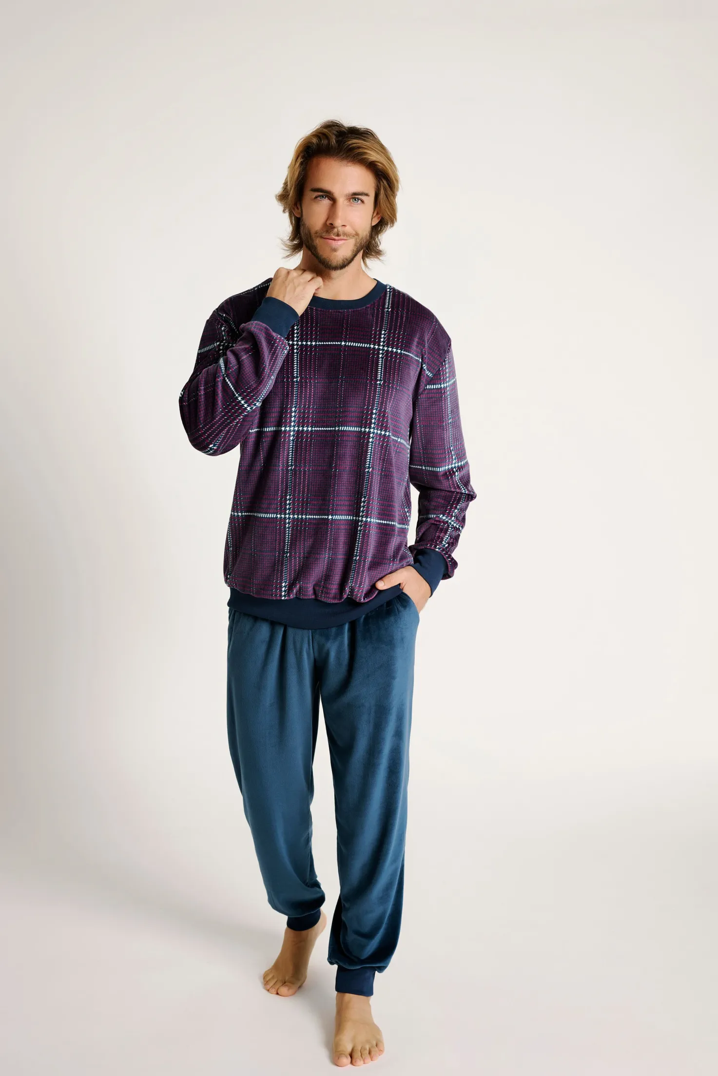 Pijama hombre terciopelo cuadros | MUYDEMI