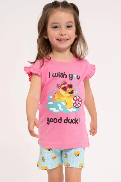 Pijama infantil corto algodón Good Duck rosa | MUYDEMI