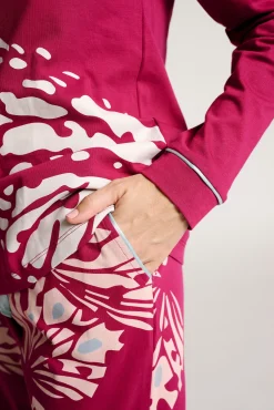 Pijama largo algodón mujer estampado hojas | MUYDEMI