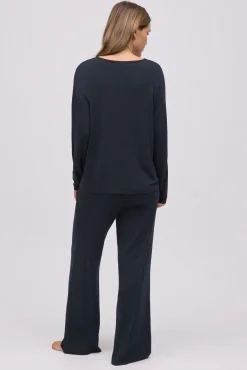 Pijama largo extra suave de modal pantalón ancho negro