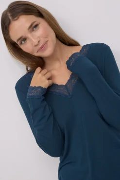 Pijama largo extra suave de modal pantalón jogger marino