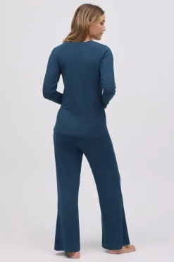 Pijama largo extra suave de modal pantalón ancho marino