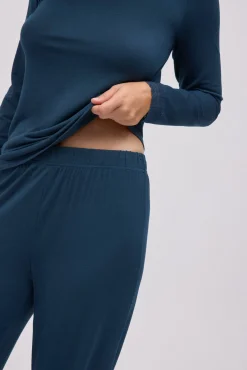 Pijama largo extra suave de modal pantalón ancho marino