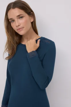 Pijama largo extra suave de modal pantalón ancho marino