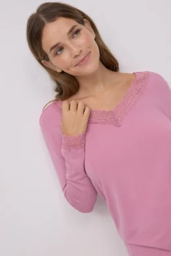 Pijama largo extra suave de modal pantalón jogger rosa