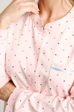 Pijama mujer camisero algodón lunares rosa | MUYDEMI