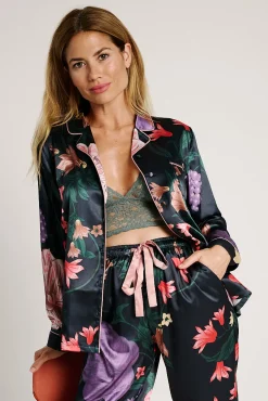 Pijama mujer camisero satinado estampado floral | MUYDEMI