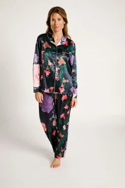 Pijama mujer camisero satinado estampado floral | MUYDEMI