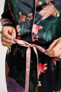 Pijama mujer camisero satinado estampado floral | MUYDEMI