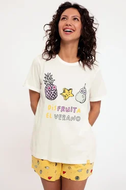 Pijama mujer corto algodón estampado Fruits | MUYDEMI