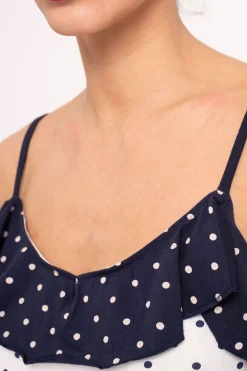 Pijama mujer corto algodón volantes estampado lunares | MUYDEMI