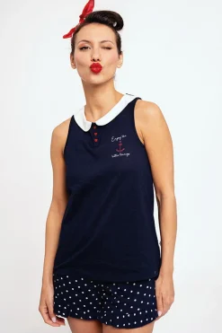 Pijama mujer corto algodón marinero | MUYDEMI