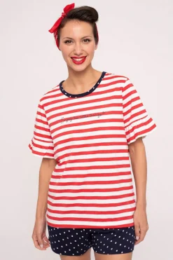 Pijama mujer corto algodón estampado rayas y lunares | MUYDEMI
