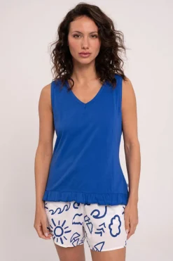 Pijama mujer corto estampado azul | MUYDEMI