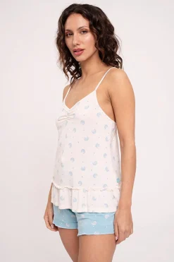 Pijama mujer corto estampado detalle volante | MUYDEMI