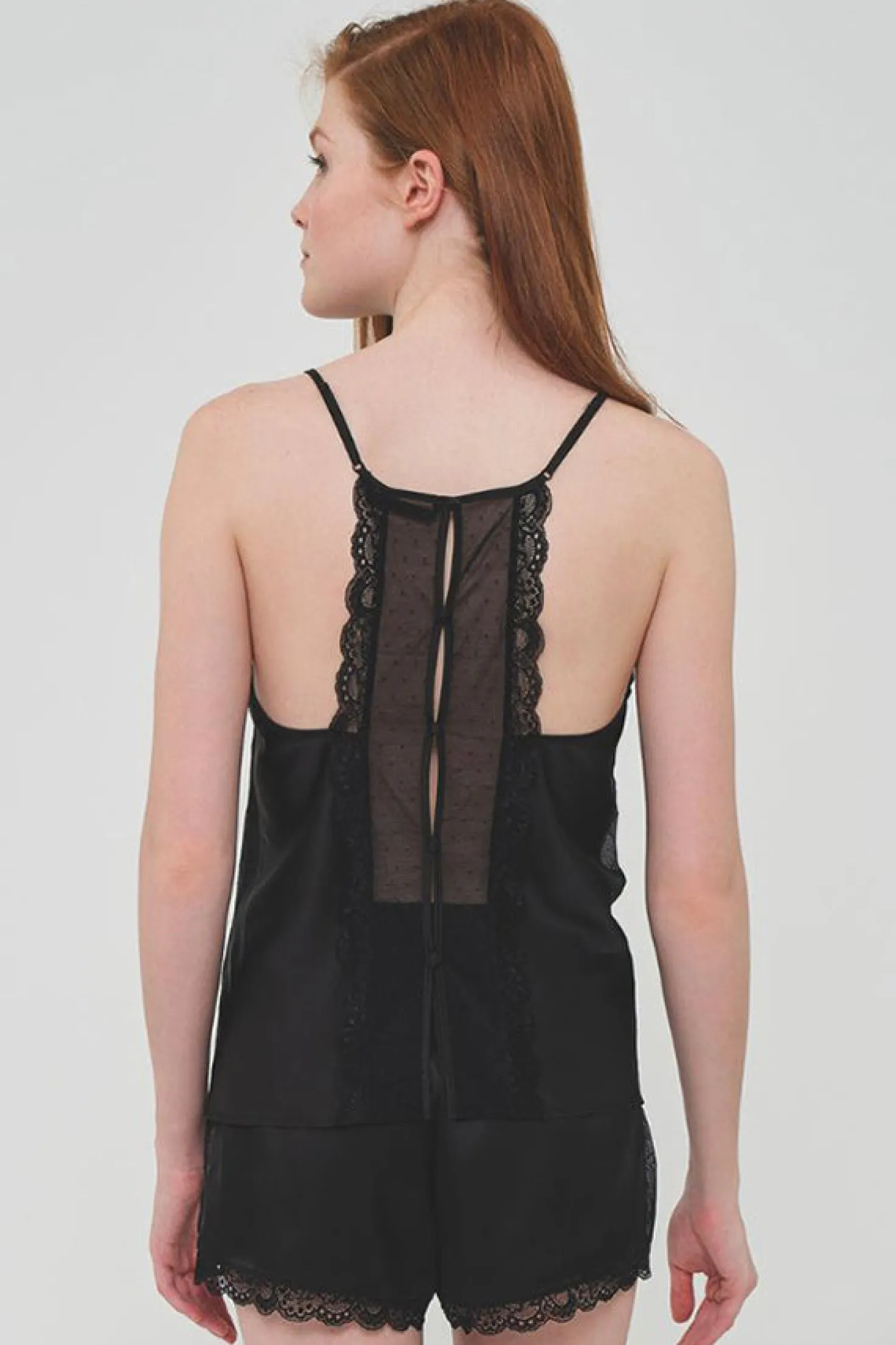 Pijama mujer corto satén negro | MUYDEMI