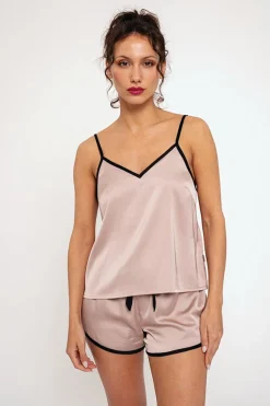 Pijama mujer corto satén rosa | MUYDEMI