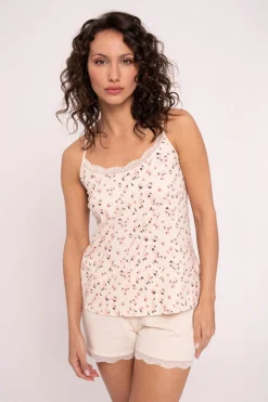 Pijama mujer corto tirantes detalles puntilla estampado | MUYDEMI