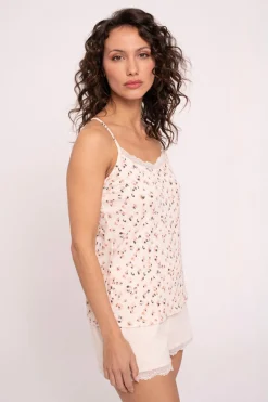 Pijama mujer corto tirantes detalles puntilla estampado | MUYDEMI