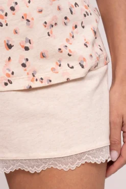 Pijama mujer corto tirantes detalles puntilla estampado | MUYDEMI