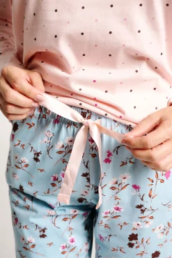Pijama mujer largo algodón estampado tonos pastel | MUYDEMI