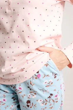 Pijama mujer largo algodón estampado tonos pastel | MUYDEMI