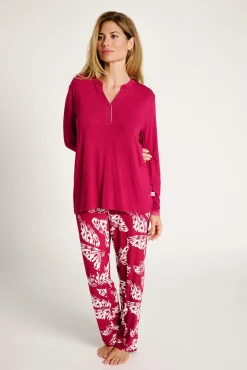 Pijama mujer largo estampado hojas | MUYDEMI