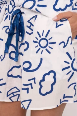 Pijama mujer shorts y camisa manga larga abotonada estampado | MUYDEMI