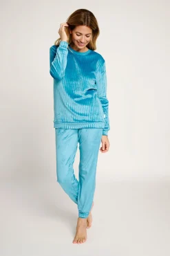 Pijama mujer terciopelo básico azul | MUYDEMI