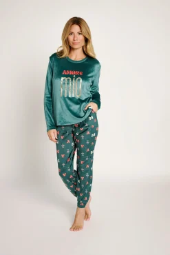 Pijama mujer terciopelo estampado Amore mio | MUYDEMI