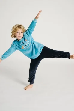 Pijama polar infantil 2-8 años dinosaurios azul | MUYDEMI