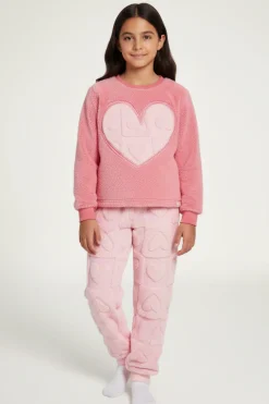 Pijama polar juvenil 10-16 años relieve corazones | MUYDEMI