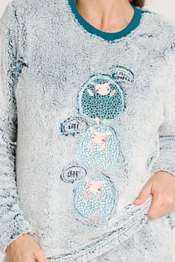 Pijama polar mujer estampado ovejas | MUYDEMI