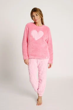 Pijama polar mujer estampado corazones | MUYDEMI